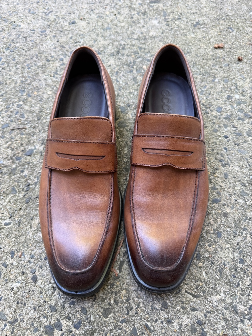 Ecco Men's Cognac Brown Leather Penny Loafers